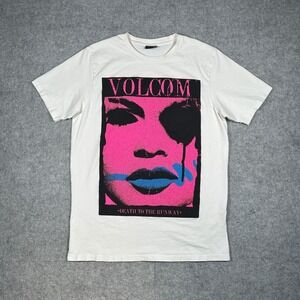 Volcom T Shirt Mens Large White Death To The Runway big Graphic Tee Punk Skate